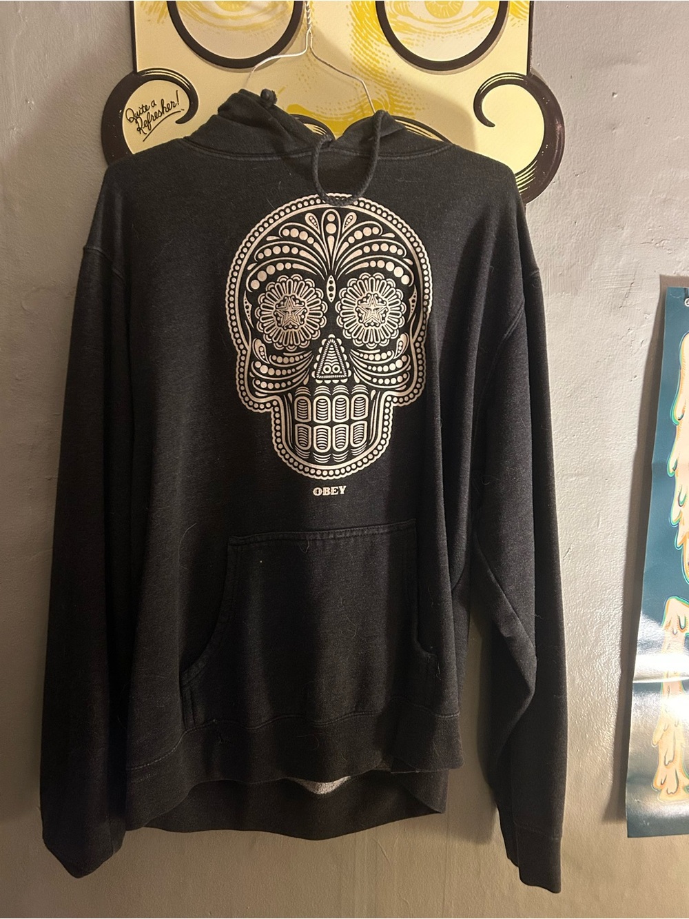 Obey women’s Black Graphic Skull Hoodie Sweater